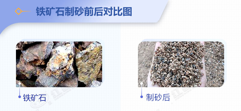 鐵礦石制砂前后對(duì)比圖