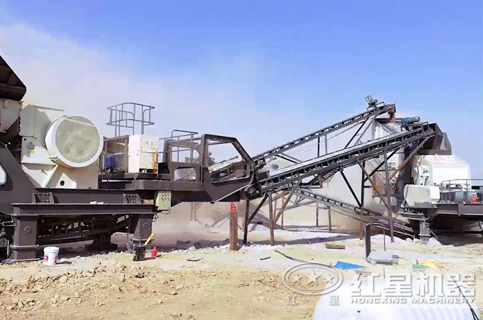 流動顎破+流動反擊破石料加工現(xiàn)場